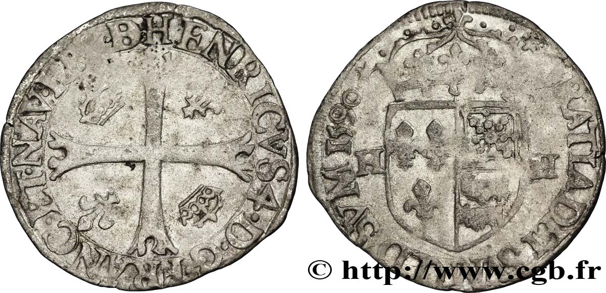 HENRI IV LE GRAND Douzain de Béarn, 1er type 1590 Morlaàs TTB