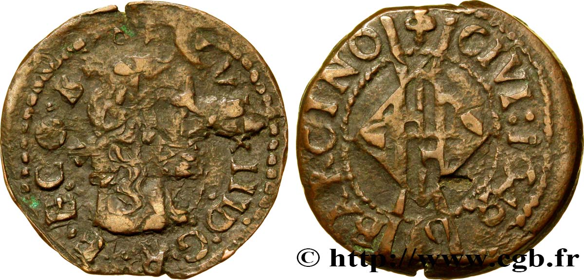 SPANIA - PRINCIPAUTY OF CATALONIA - LOUIS XIII Sizain, 1er type 1642 Barcelone S