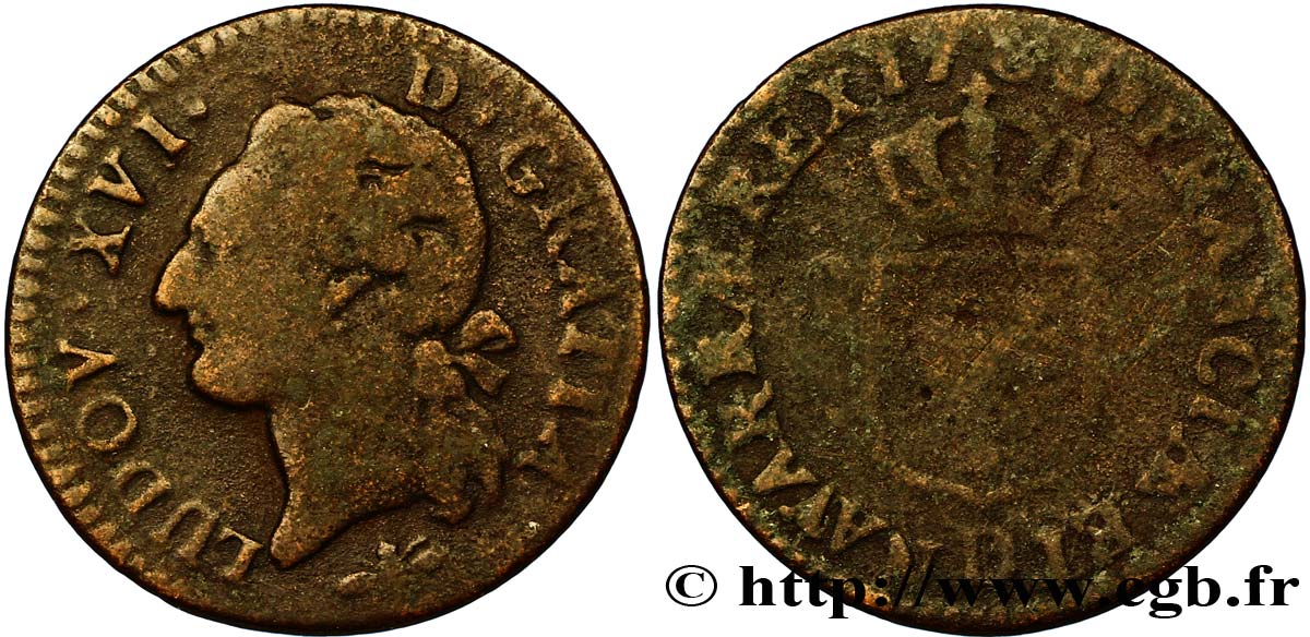 LOUIS XVI Demi-sol dit  à l écu  1788 Lyon F/VG