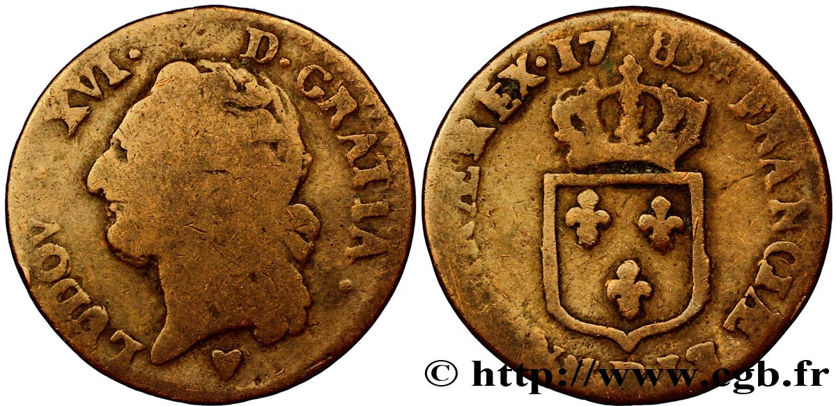 LOUIS XVI Demi-sol dit  à l écu  1785 Strasbourg B