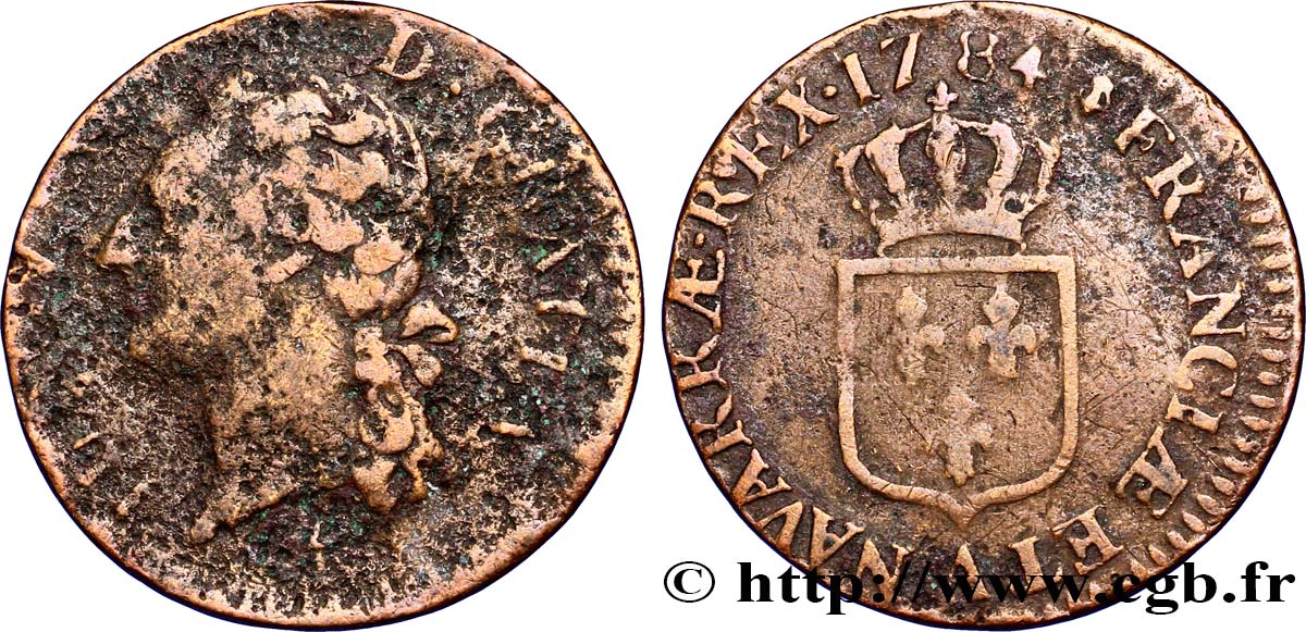 LOUIS XVI Demi-sol dit &nbsp;à l&nbsp;écu&nbsp; 1784 Paris B+/TB