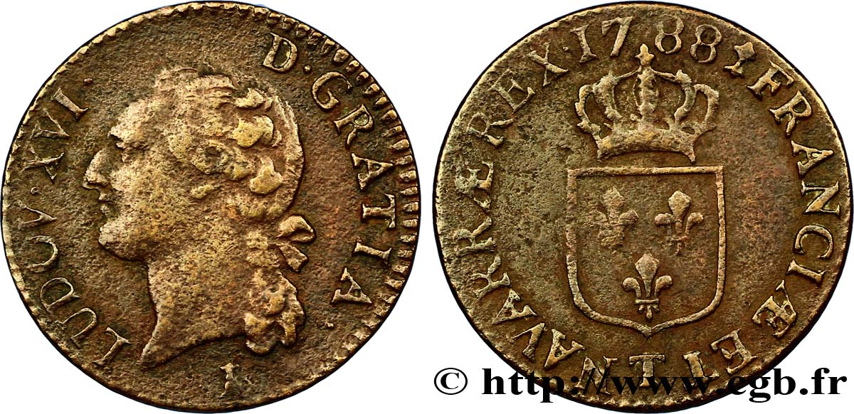 LOUIS XVI Demi-sol dit &nbsp;à l&nbsp;écu&nbsp; 1788 Nantes TB+