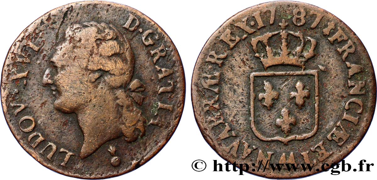 LOUIS XVI Demi-sol dit  à l écu  1787 Metz TB