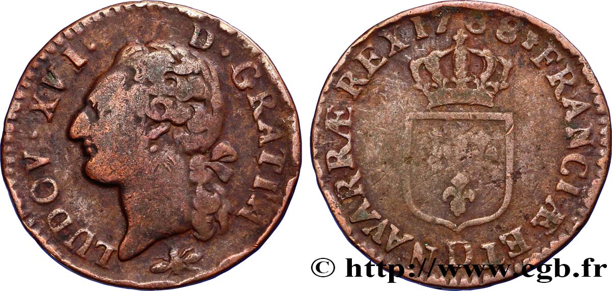 LOUIS XVI Demi-sol dit &nbsp;à l&nbsp;écu&nbsp; 1788 Lyon TB