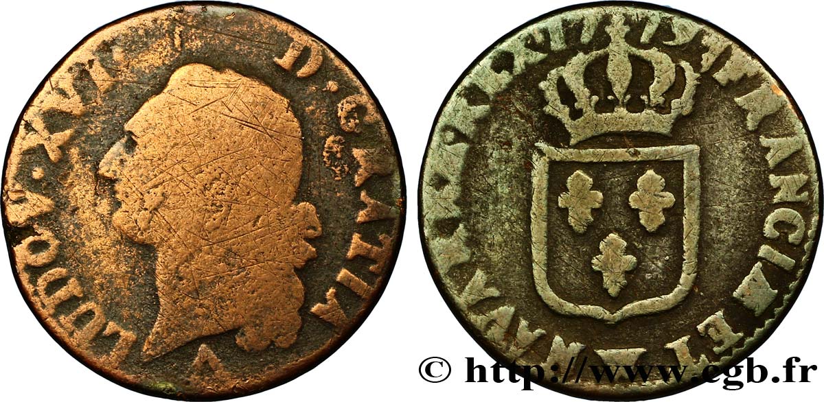 LOUIS XVI Sol dit  à l écu  1779 Lille AB/B