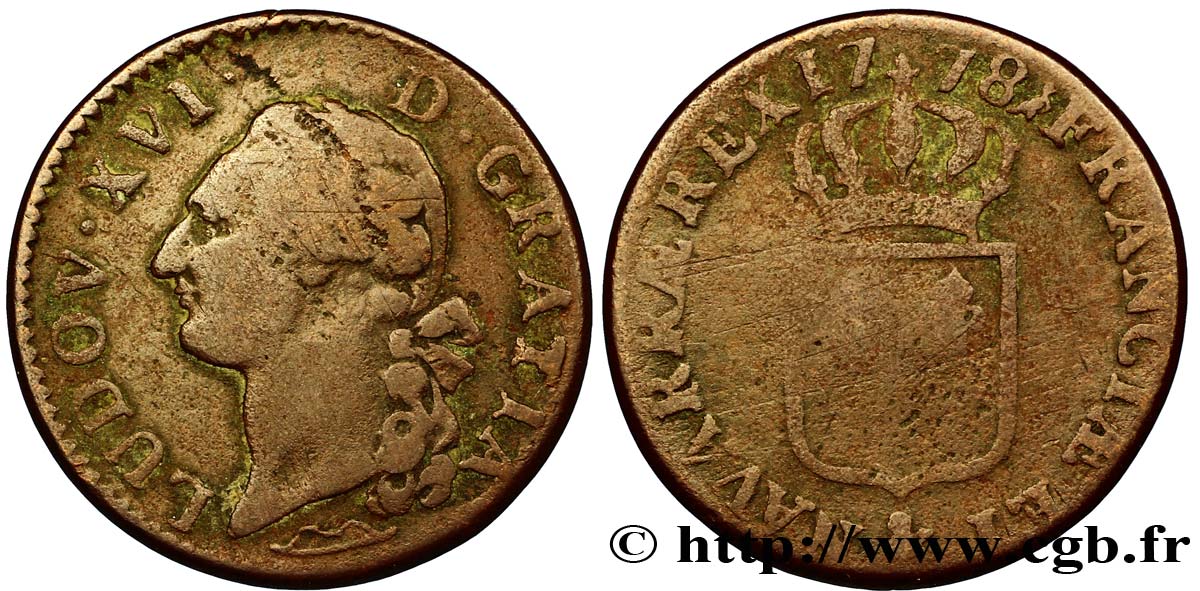 LOUIS XVI Sol dit  à l écu  1778 Aix-en-Provence TB/B
