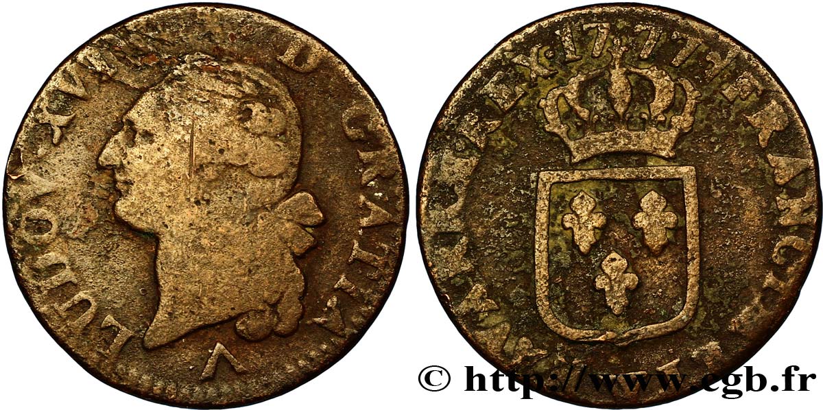 LOUIS XVI Sol dit &nbsp;à l&nbsp;écu&nbsp; 1777 Lille TB