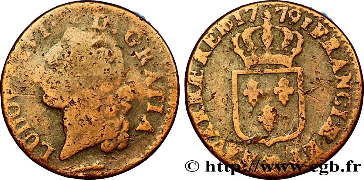 LOUIS XVI Sol dit  à l écu  de Béarn 1779 Pau B/B+