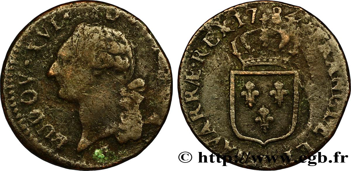 LOUIS XVI Sol dit “à l écu” 1784 Limoges TB