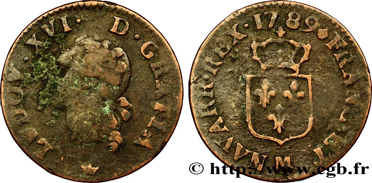 LOUIS XVI Liard dit  à l écu  1789 Toulouse TB
