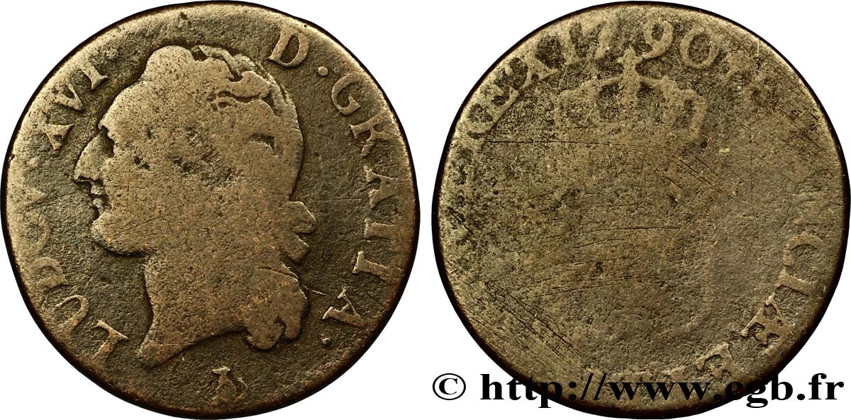 LOUIS XVI (MONARQUE CONSTITUTIONNEL)  Demi-sol dit  à l écu  1790 Nantes B