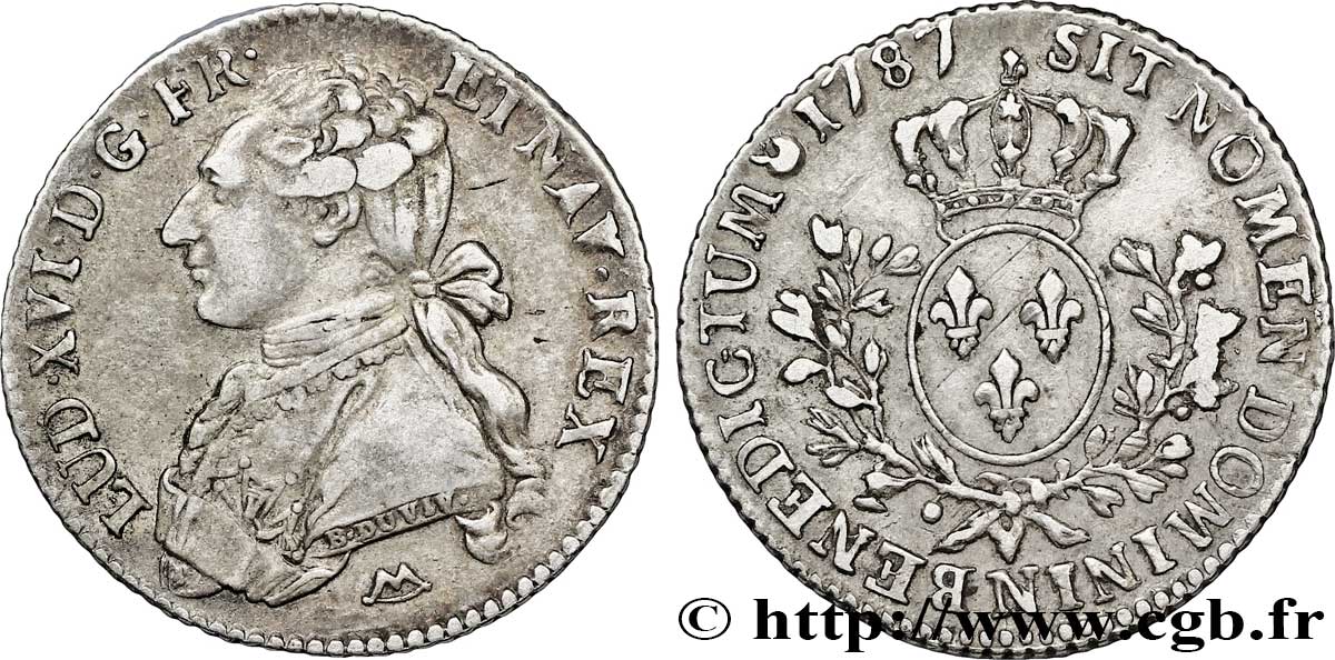 LOUIS XVI Cinquième d&nbsp;écu aux branches d&nbsp;olivier 1787 Montpellier TB+