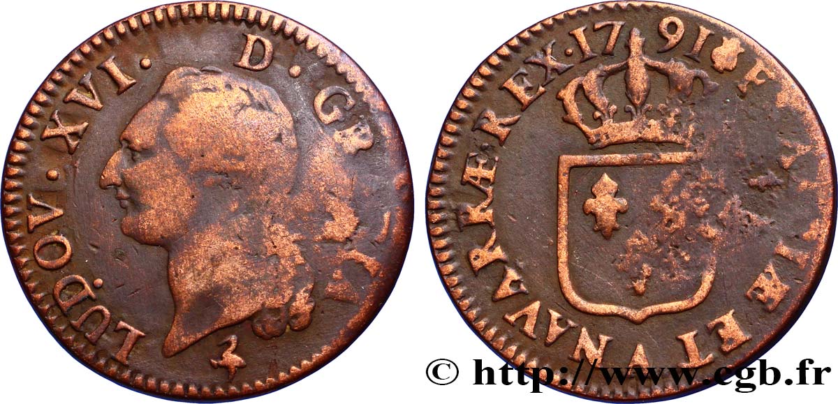 LOUIS XVI (MONARQUE CONSTITUTIONNEL)  Sol dit  à l écu  1791 Paris TB