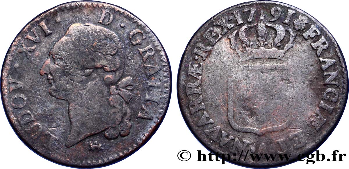 LOUIS XVI (MONARQUE CONSTITUTIONNEL)  Sol dit &nbsp;à l&nbsp;écu&nbsp; 1791 Paris TB