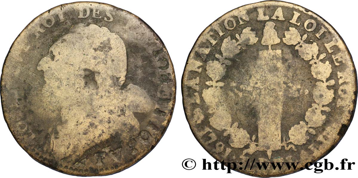 LOUIS XVI (MONARQUE CONSTITUTIONNEL)  12 deniers dit  au faisceau , type FRANÇOIS 1791 Paris AB