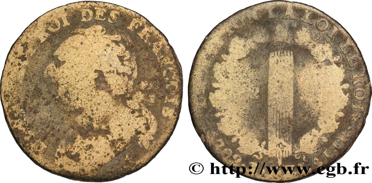 LOUIS XVI (MONARQUE CONSTITUTIONNEL)  12 deniers dit  au faisceau , type FRANCOIS 1792 Paris B