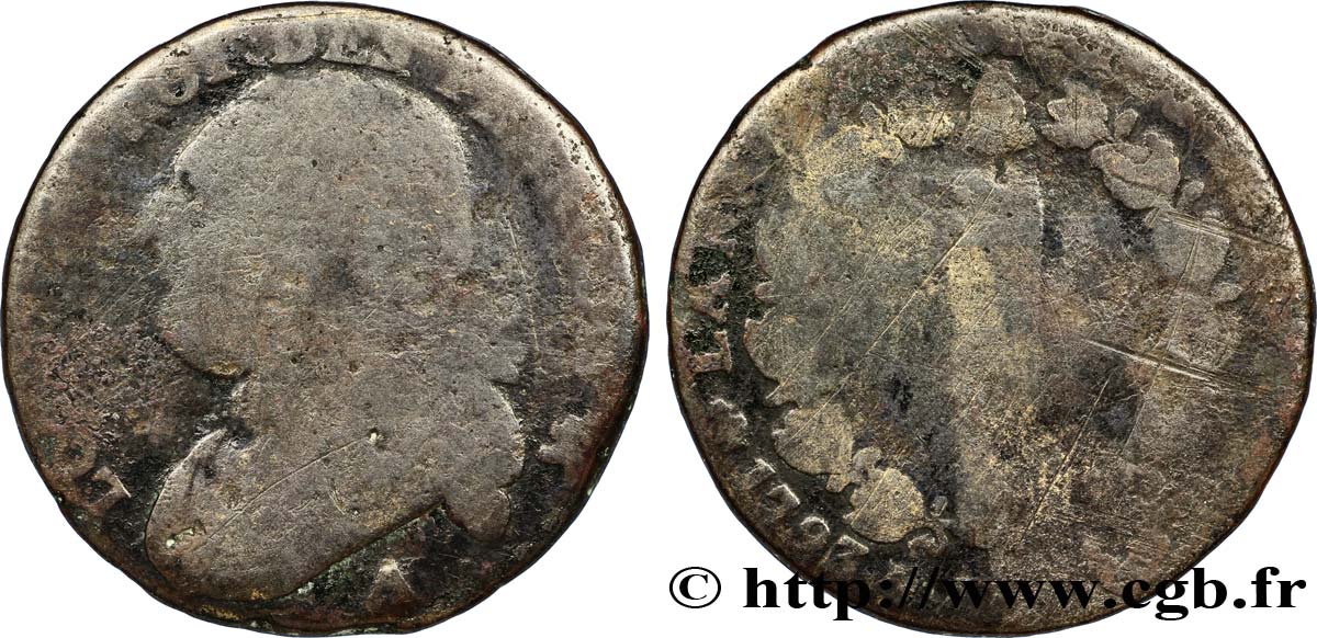 LOUIS XVI (MONARQUE CONSTITUTIONNEL)  12 deniers dit  au faisceau , type FRANÇOIS 1793 Paris AB