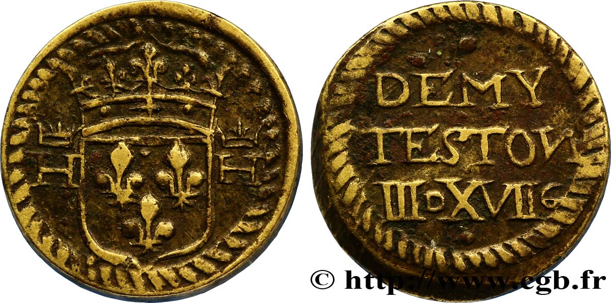 LOUIS XII à HENRI III - POIDS MONÉTAIRE Poids monétaire pour le demi-teston n.d. Anvers SS