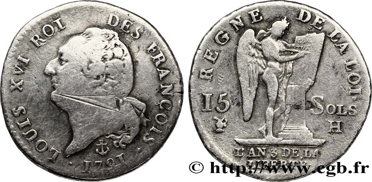 LOUIS XVI 15 sols dit  au génie , type FRANÇOIS 1791 La Rochelle S