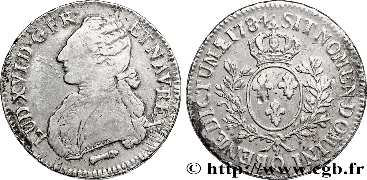 LOUIS XVI Écu aux branches d&nbsp;olivier 1784 Perpignan TB