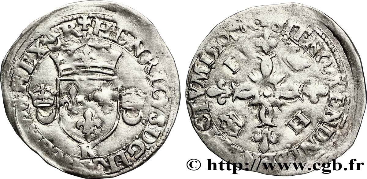 HENRI II Douzain aux croissants 1550 Bordeaux TB
