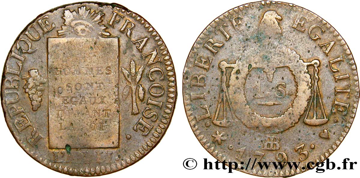 LA CONVENTION 1 sol dit &nbsp;à la table de loi&nbsp; 1793 Strasbourg TB