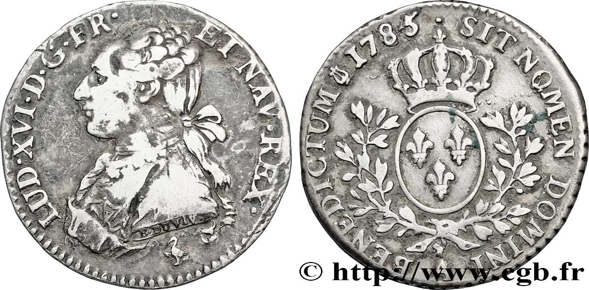 LOUIS XVI Cinquième d&nbsp;écu aux branches d&nbsp;olivier 1785 Paris TB+