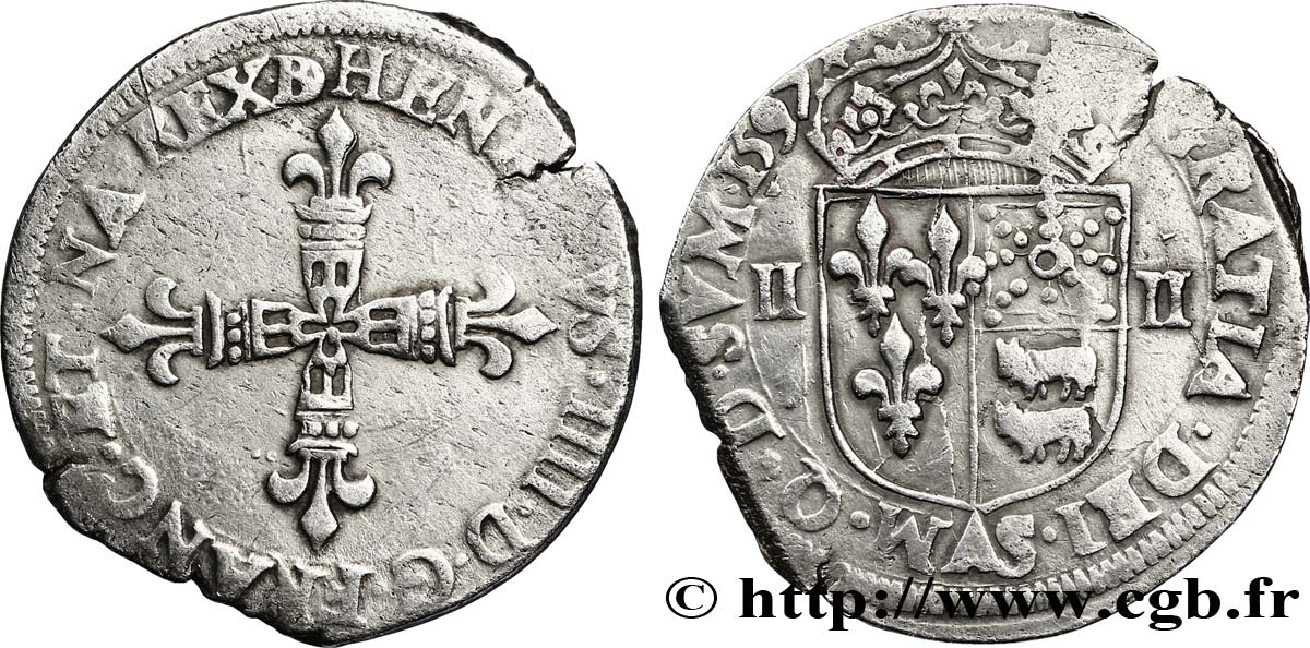 HENRI IV LE GRAND Quart d écu de Béarn 1597 Morlaàs TB