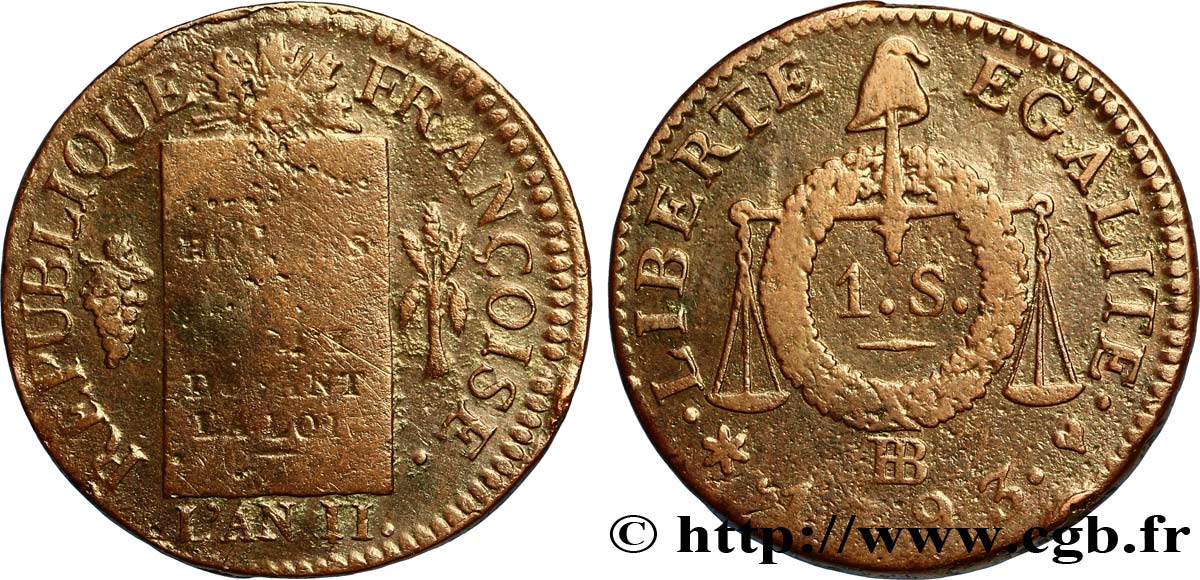 LA CONVENTION 1 sol dit &nbsp;à la table de loi&nbsp; 1793 Strasbourg TTB