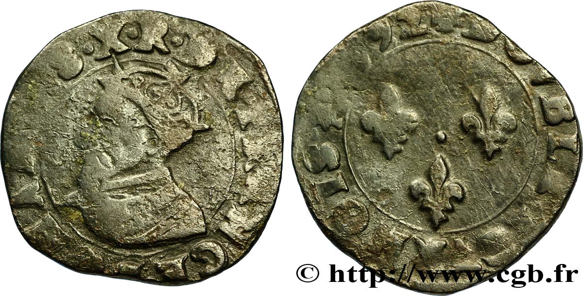 CHARLES X, CARDINAL DE BOURBON Double tournois, type de Troyes 1592 Troyes TTB