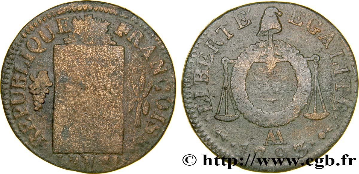 LA CONVENTION 1 sol dit &nbsp;à la table de loi&nbsp; 1793 Metz TB