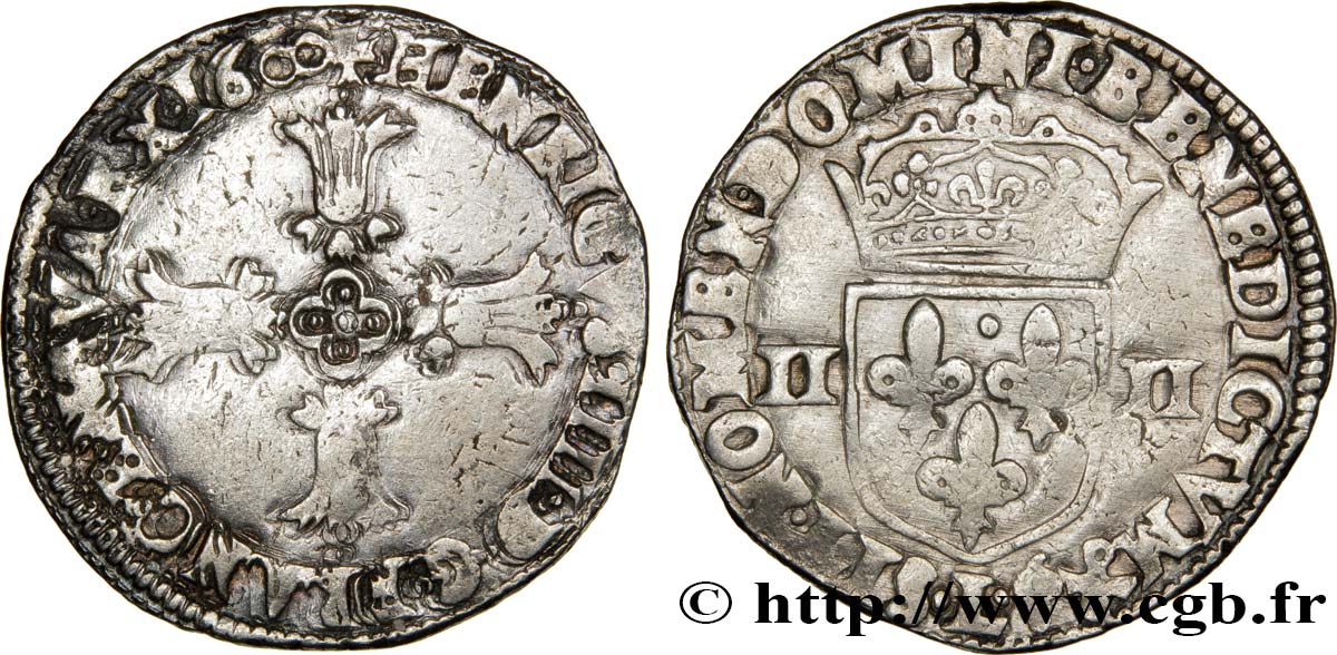 HENRI IV LE GRAND Quart d écu, croix feuillue de face 1600 Bayonne TB+