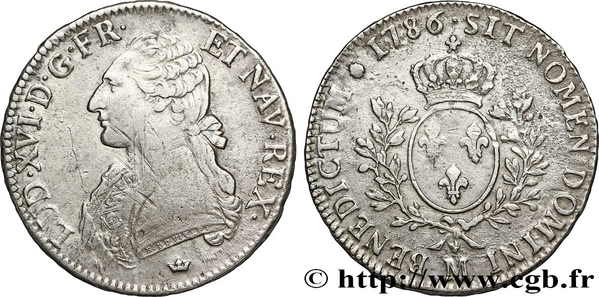 LOUIS XVI Écu aux branches d&nbsp;olivier 1786 Toulouse TB+