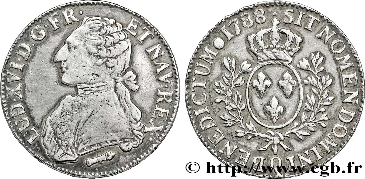 LOUIS XVI Écu aux branches d&nbsp;olivier 1788 Perpignan TB+