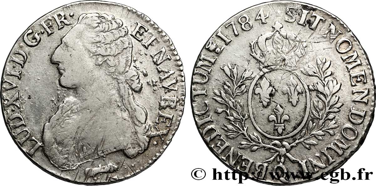LOUIS XVI Écu aux branches d&nbsp;olivier 1784 Perpignan TB