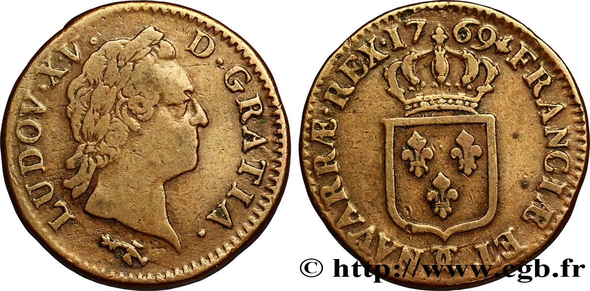 LOUIS XV DIT LE BIEN AIMÉ Sol dit “à la vieille tête” 1769 Besançon TB+