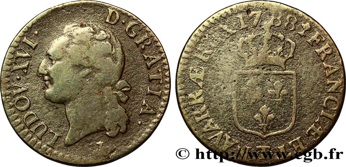 LOUIS XVI Demi-sol dit &nbsp;à l&nbsp;écu&nbsp; 1788 Nantes B+