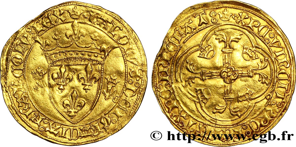 CHARLES VII  THE WELL SERVED  Écu d or à la couronne ou écu neuf n.d. La Rochelle q.BB