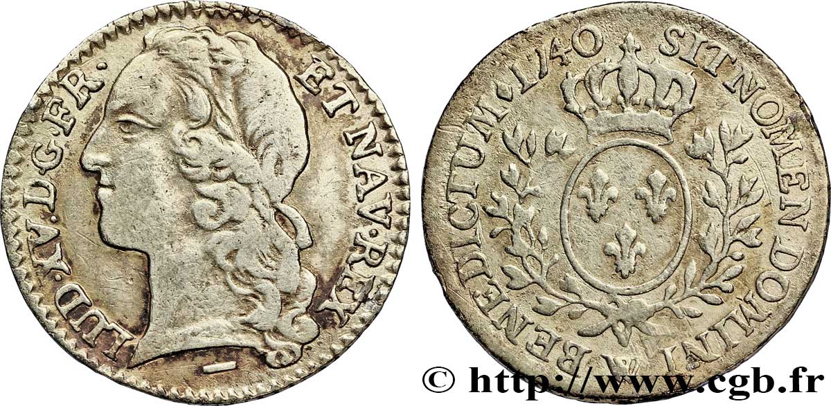 LOUIS XV DIT LE BIEN AIMÉ Dixième d&nbsp;écu aux branches d’olivier, tête ceinte d’un bandeau 1740 Lille TB