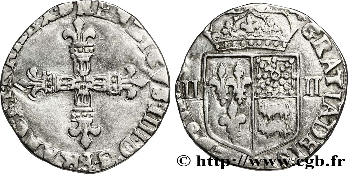 HENRY IV Quart d écu de Béarn n.d. Morlaàs fSS
