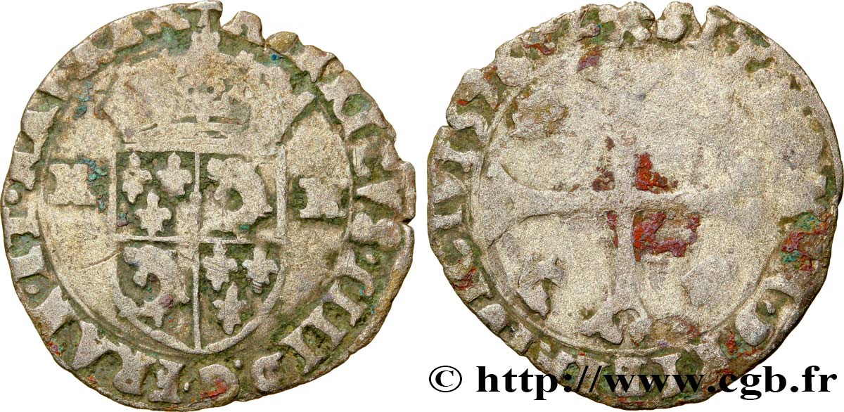 HENRI IV LE GRAND Douzain du Dauphiné aux deux H, 2e type 1596 Grenoble B+