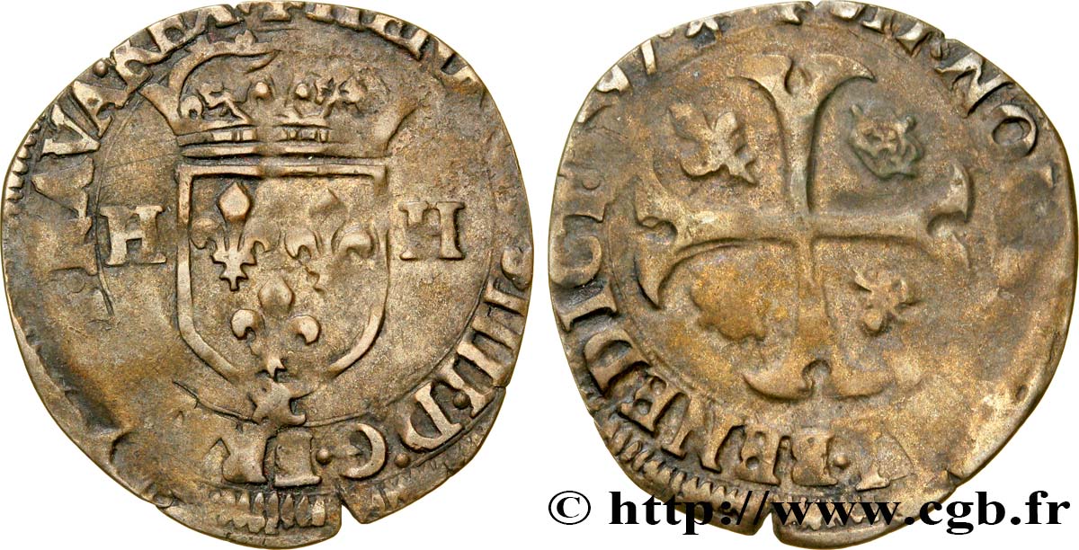 HENRI IV LE GRAND Douzain aux deux H, 2e type 1597 Aix-en-Provence TB