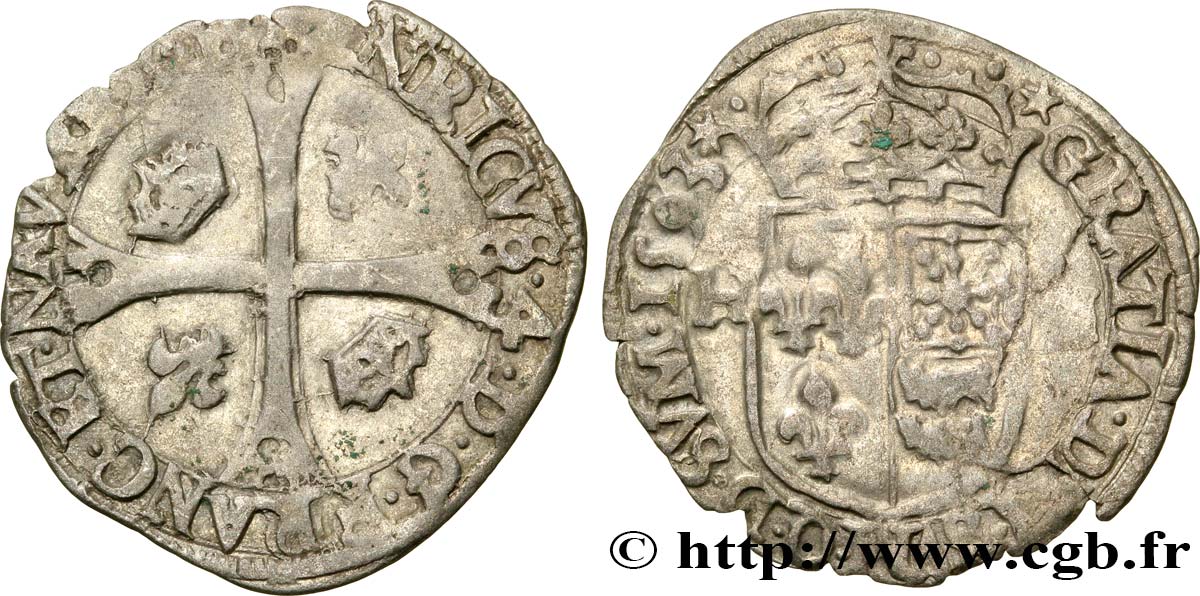 HENRY IV Douzain de Béarn, 1er type 1593 Morlaàs fSS