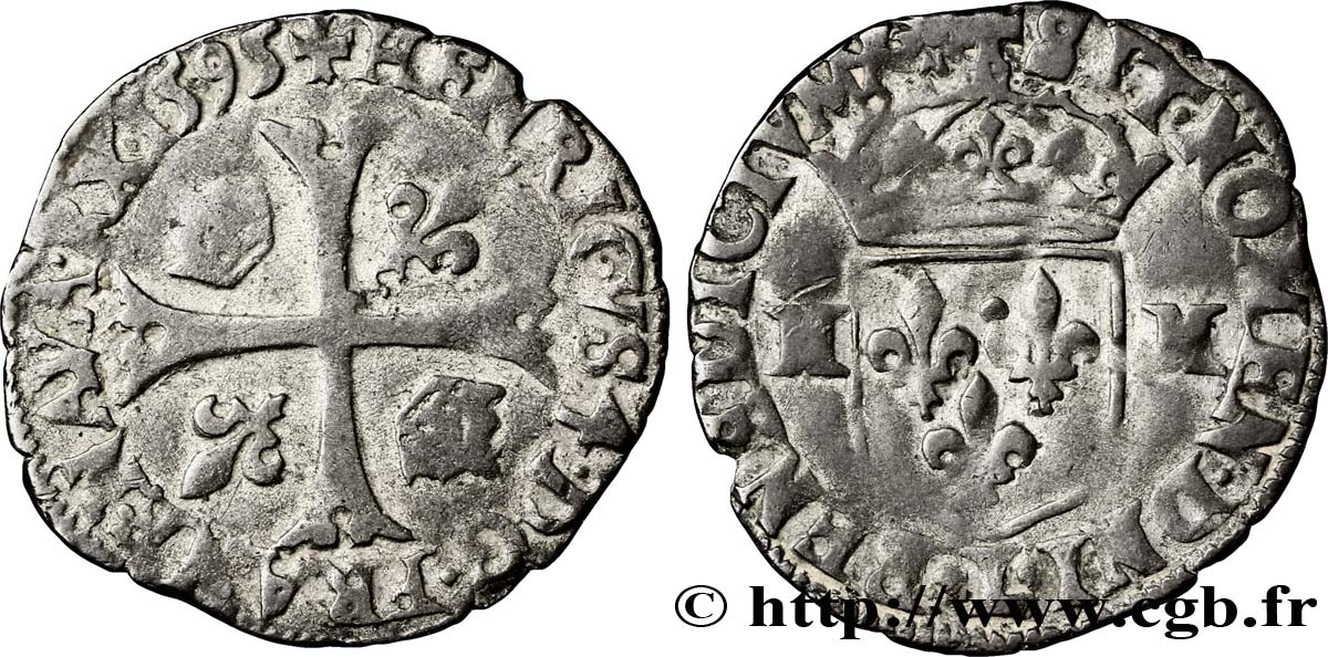 HENRY IV Douzain aux deux H, 3e type 1595 Bayonne BC