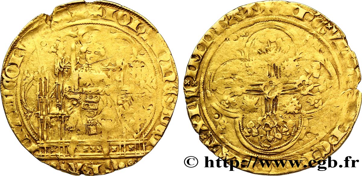 JEAN II LE BON Écu d&nbsp;or à la chaise n.d.  B+