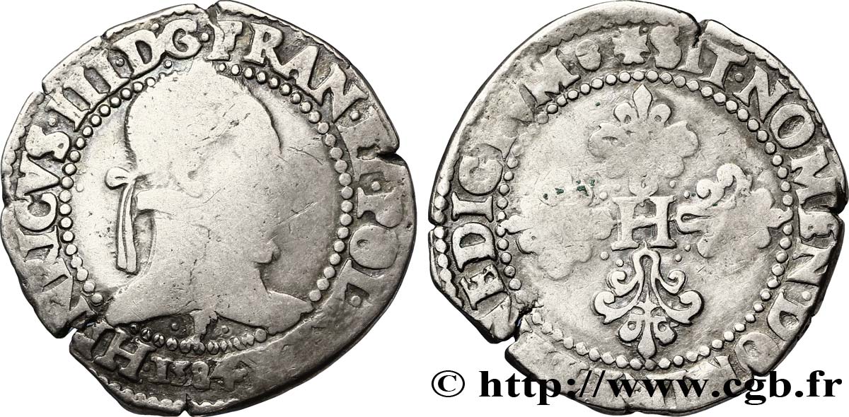 HENRY III Franc au col plat 1584 Angers F