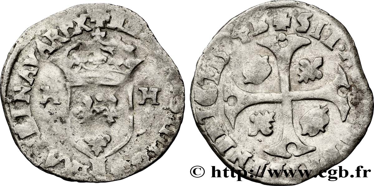 HENRI IV LE GRAND Douzain aux deux H, 2e type 1594 Montpellier TB