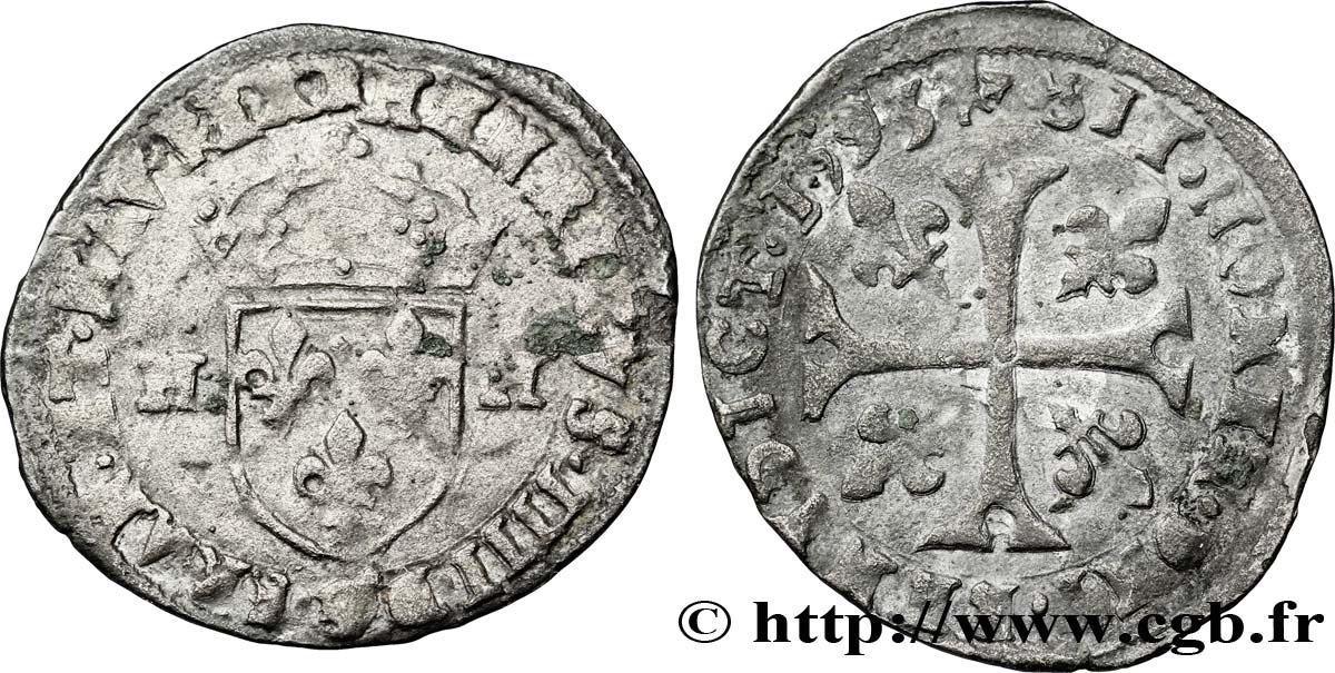 HENRI IV LE GRAND Douzain aux deux H, 1er type 1593 Barcelonnette TB+