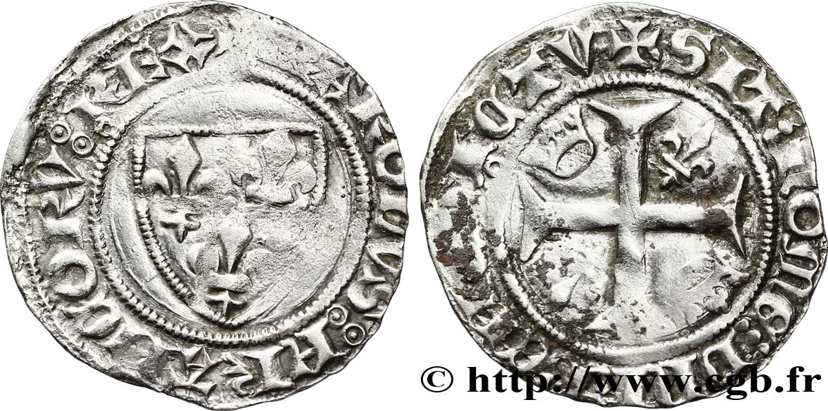CHARLES VI LE FOU OU LE BIEN AIMÉ Blanc dit &nbsp;guénar&nbsp; n.d. Tournai TB