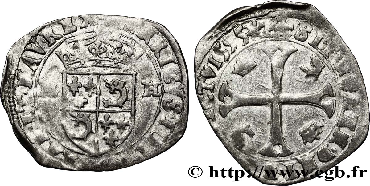 HENRI IV LE GRAND Douzain du Dauphiné aux deux H, 2e type 1595 Grenoble TB+